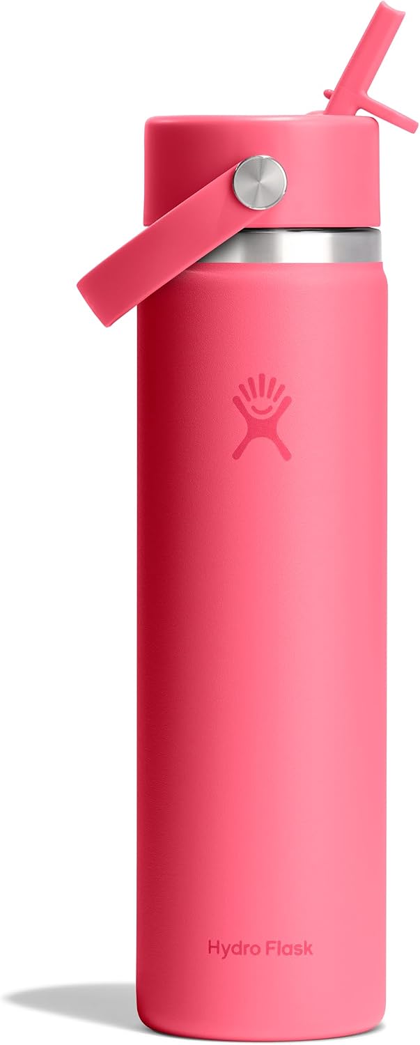 Hydro Flask Water Bottle - Insulated Stainless Steel - Wide Mouth Flex Straw Lid, Non Spill, Leakproof and Refillable in 40 Oz Aloe Green
