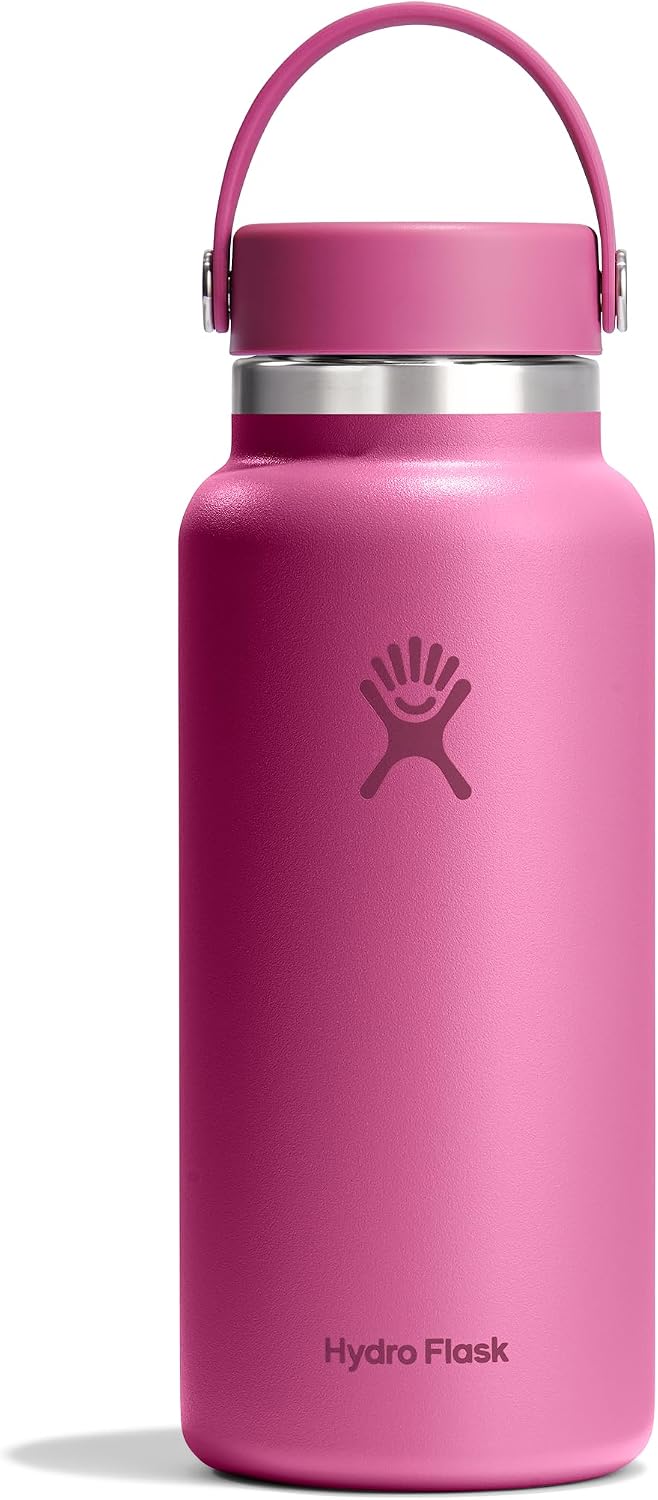 Hydro Flask Water Bottle - Insulated Stainless Steel - Wide Mouth Flex Lid, Non Spill, Leakproof and Refillable in 32 Oz Black
