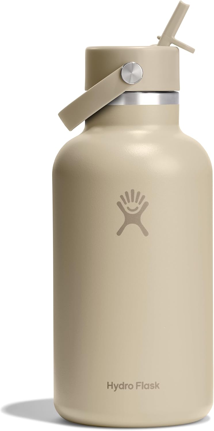 Hydro Flask Water Bottle - Insulated Stainless Steel - Wide Mouth Flex Straw Lid, Non Spill, Leakproof and Refillable in 40 Oz Aloe Green