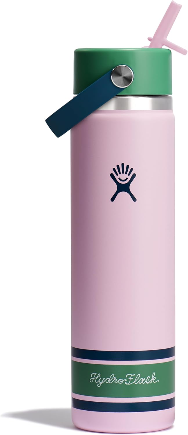 Hydro Flask Water Bottle - Insulated Stainless Steel - Wide Mouth Flex Straw Lid, Non Spill, Leakproof and Refillable in 40 Oz Aloe Green