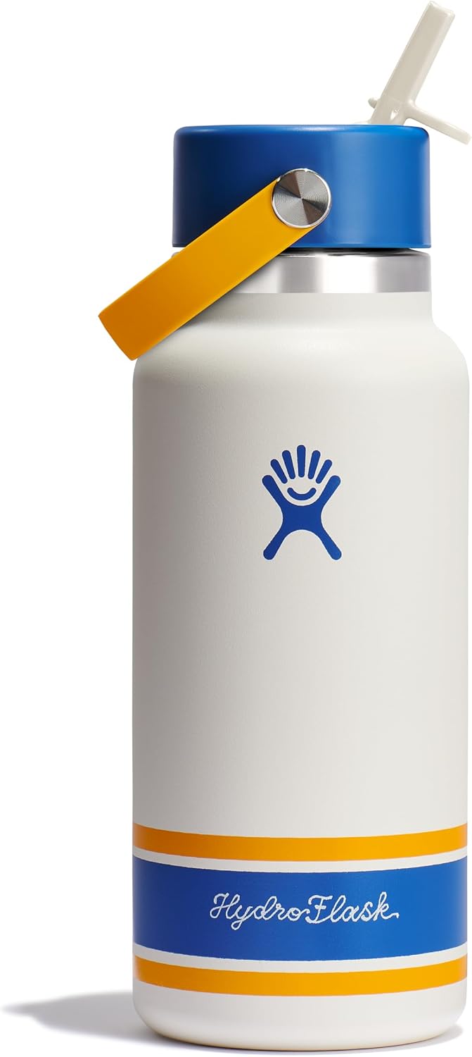 Hydro Flask Water Bottle - Insulated Stainless Steel - Wide Mouth Flex Straw Lid, Non Spill, Leakproof and Refillable in 40 Oz Aloe Green