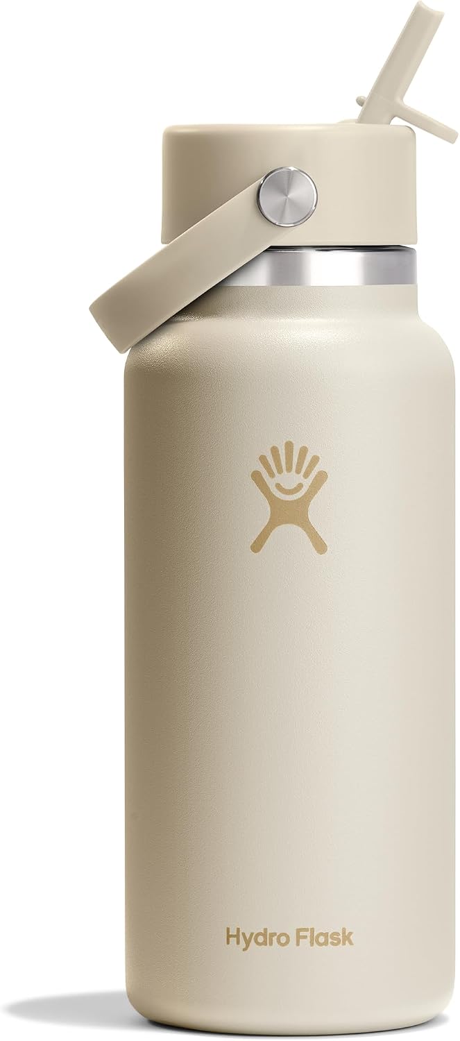 Hydro Flask Water Bottle - Insulated Stainless Steel - Wide Mouth Flex Straw Lid, Non Spill, Leakproof and Refillable in 40 Oz Aloe Green