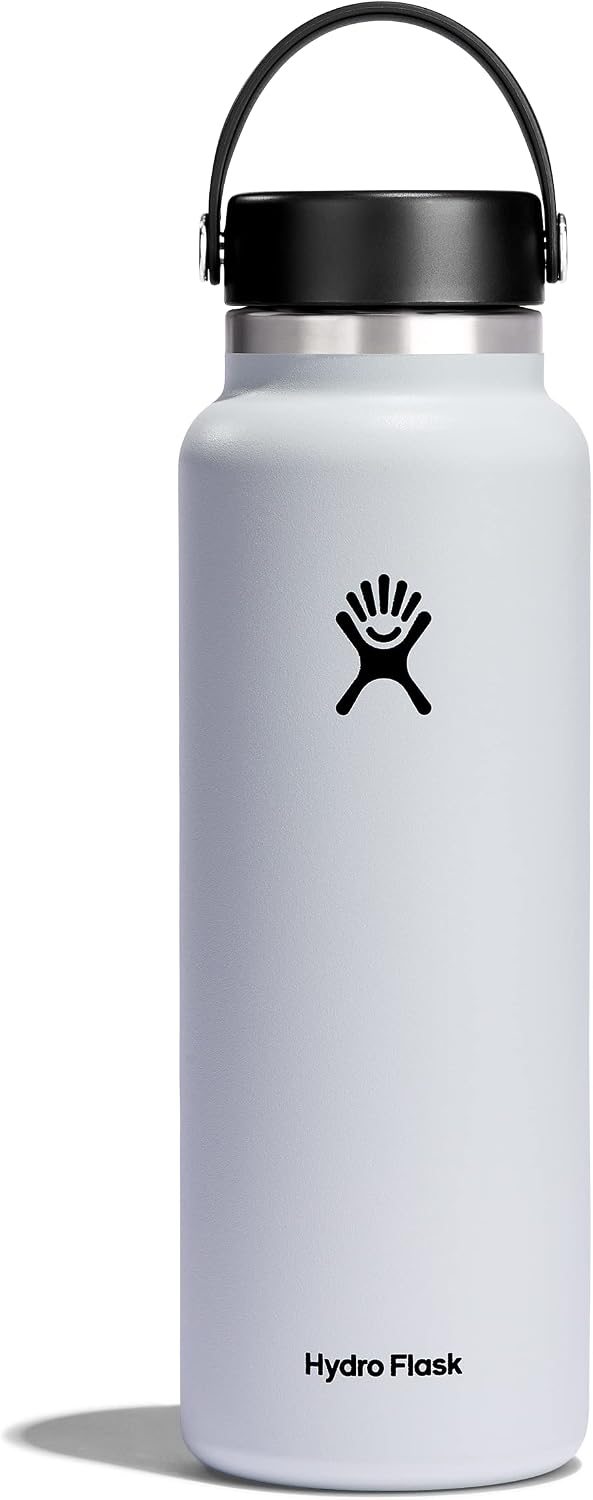 Hydro Flask Water Bottle - Insulated Stainless Steel - Wide Mouth Flex Lid, Non Spill, Leakproof and Refillable in 32 Oz Black