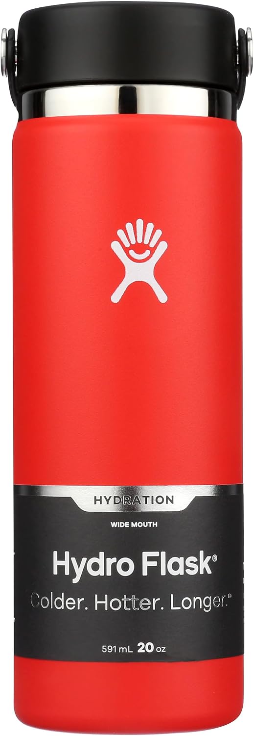 Hydro Flask Water Bottle - Insulated Stainless Steel - Wide Mouth Flex Lid, Non Spill, Leakproof and Refillable in 32 Oz Black