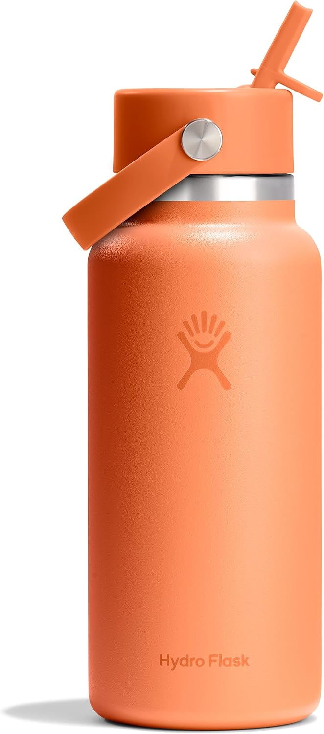 Hydro Flask Water Bottle - Insulated Stainless Steel - Wide Mouth Flex Straw Lid, Non Spill, Leakproof and Refillable in 40 Oz Aloe Green