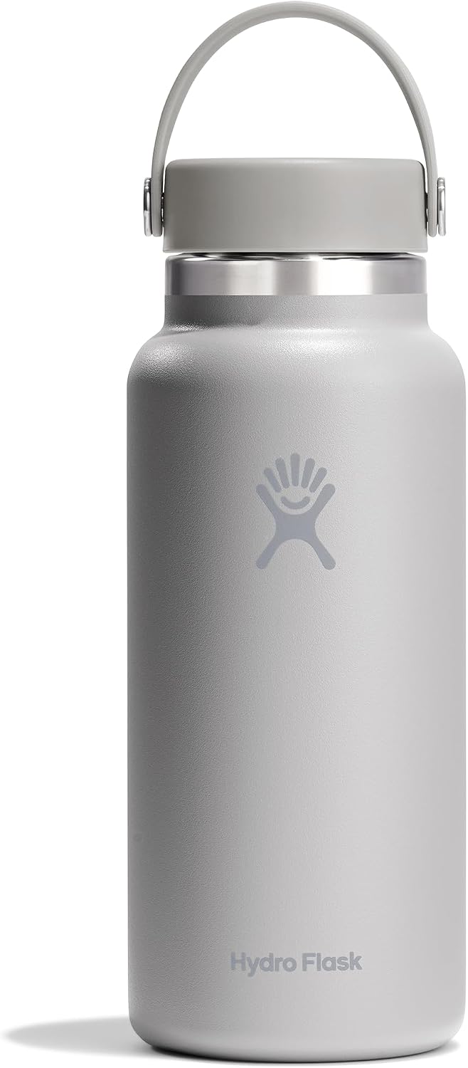 Hydro Flask Water Bottle - Insulated Stainless Steel - Wide Mouth Flex Lid, Non Spill, Leakproof and Refillable in 32 Oz Black