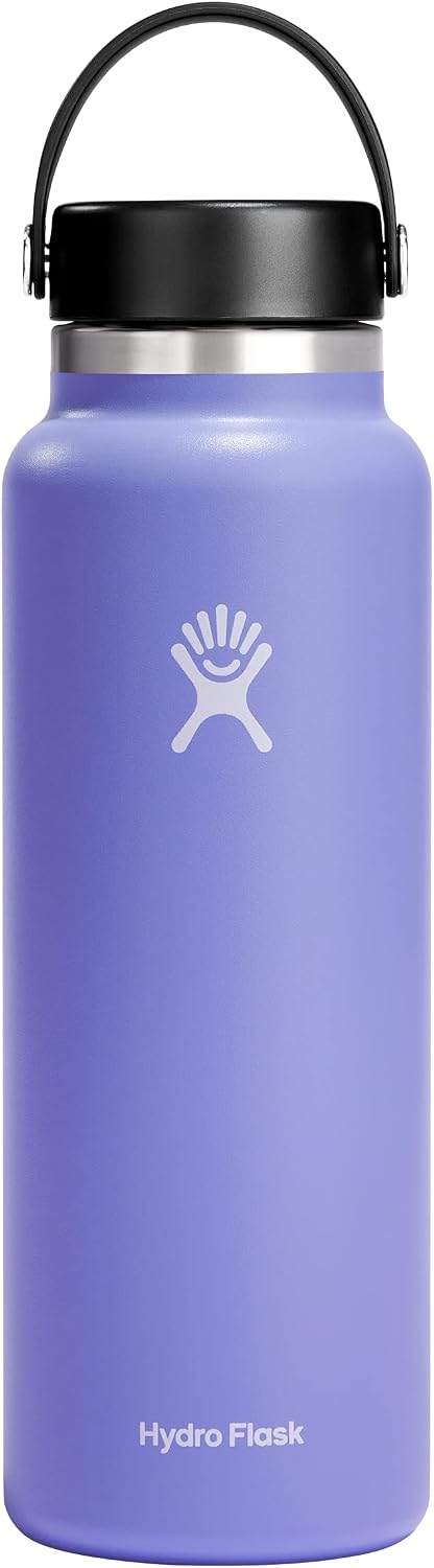 Hydro Flask Water Bottle - Insulated Stainless Steel - Wide Mouth Flex Lid, Non Spill, Leakproof and Refillable in 32 Oz Black