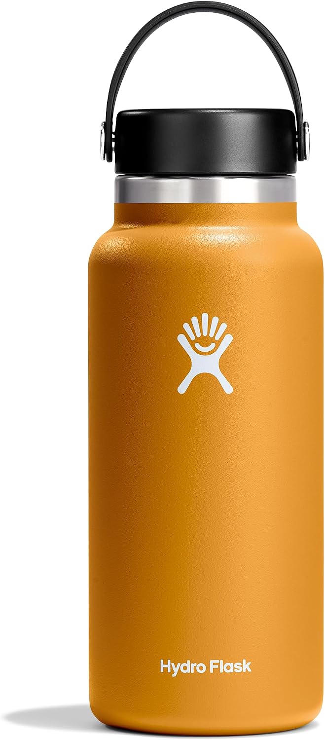 Hydro Flask Water Bottle - Insulated Stainless Steel - Wide Mouth Flex Lid, Non Spill, Leakproof and Refillable in 32 Oz Black
