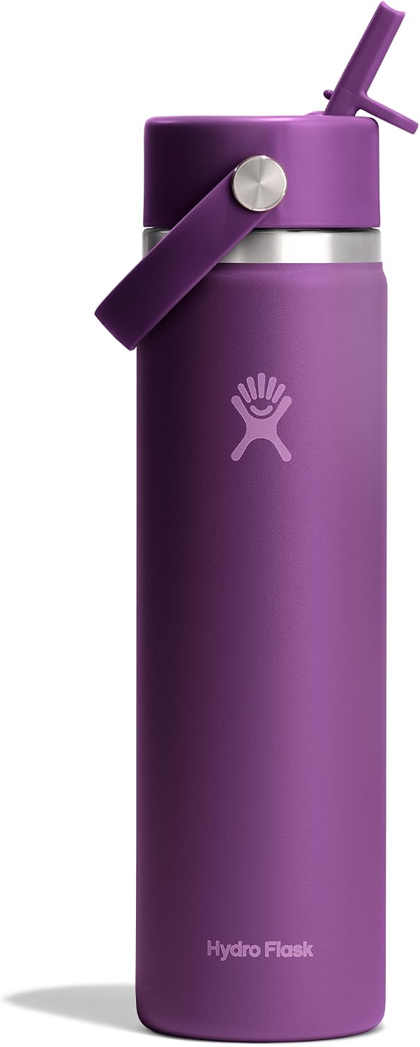 Hydro Flask Water Bottle - Insulated Stainless Steel - Wide Mouth Flex Straw Lid, Non Spill, Leakproof and Refillable in 40 Oz Aloe Green