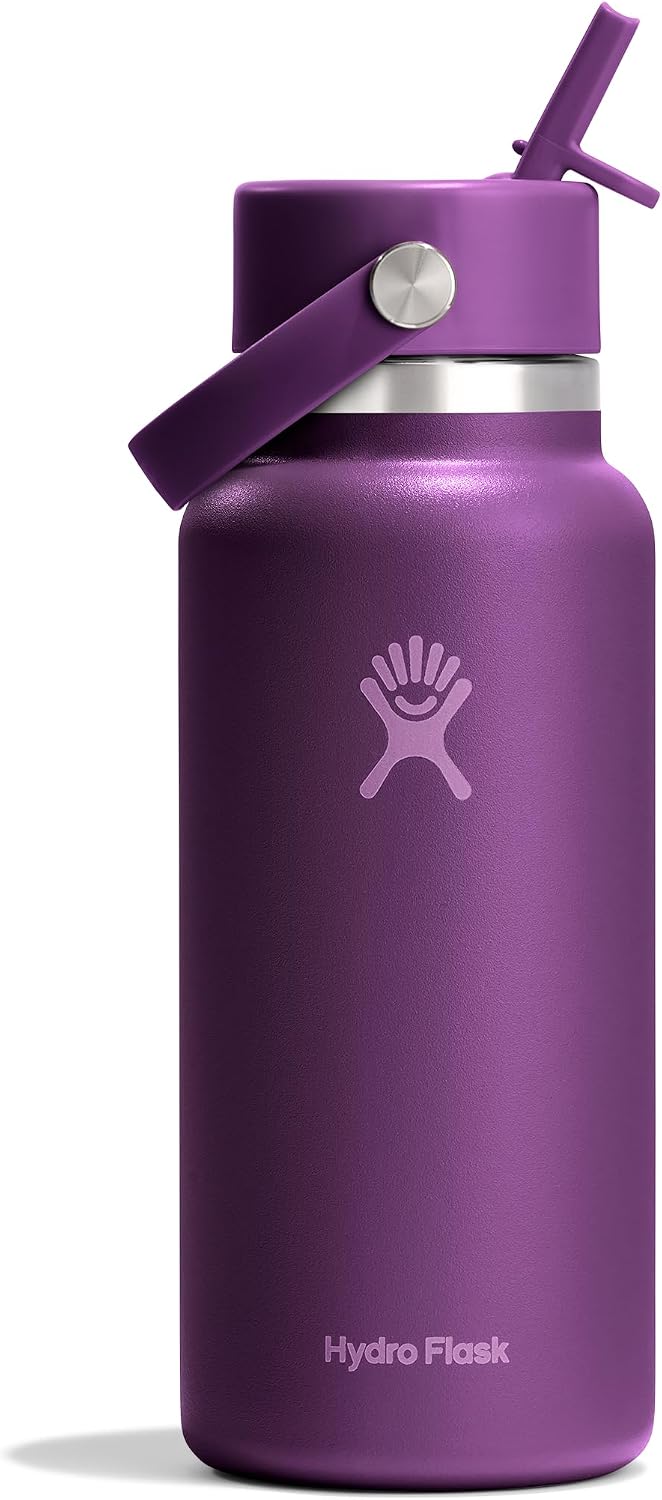 Hydro Flask Water Bottle - Insulated Stainless Steel - Wide Mouth Flex Straw Lid, Non Spill, Leakproof and Refillable in 40 Oz Aloe Green