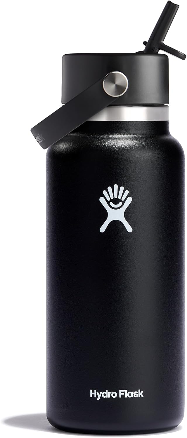 Hydro Flask Water Bottle - Insulated Stainless Steel - Wide Mouth Flex Straw Lid, Non Spill, Leakproof and Refillable in 40 Oz Aloe Green
