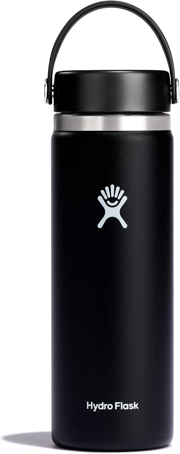 Hydro Flask Water Bottle - Insulated Stainless Steel - Wide Mouth Flex Lid, Non Spill, Leakproof and Refillable in 32 Oz Black