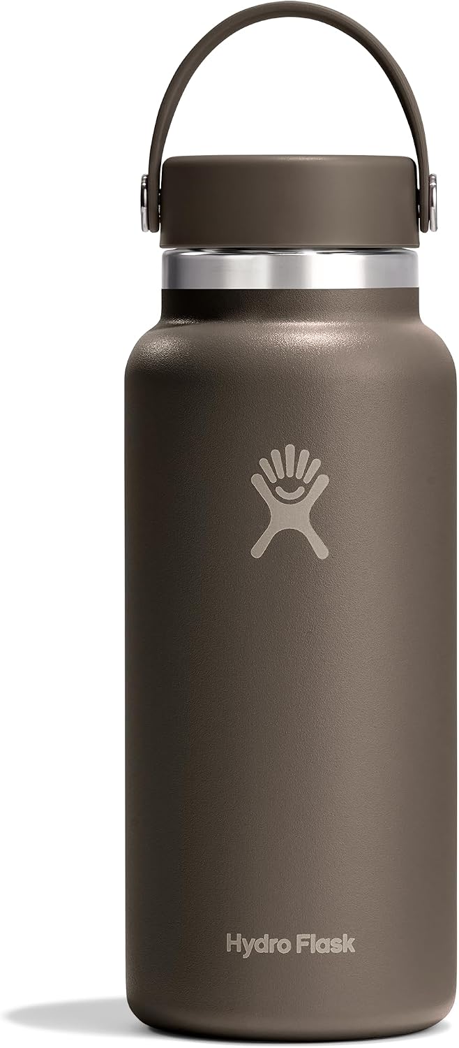 Hydro Flask Water Bottle - Insulated Stainless Steel - Wide Mouth Flex Lid, Non Spill, Leakproof and Refillable in 32 Oz Black