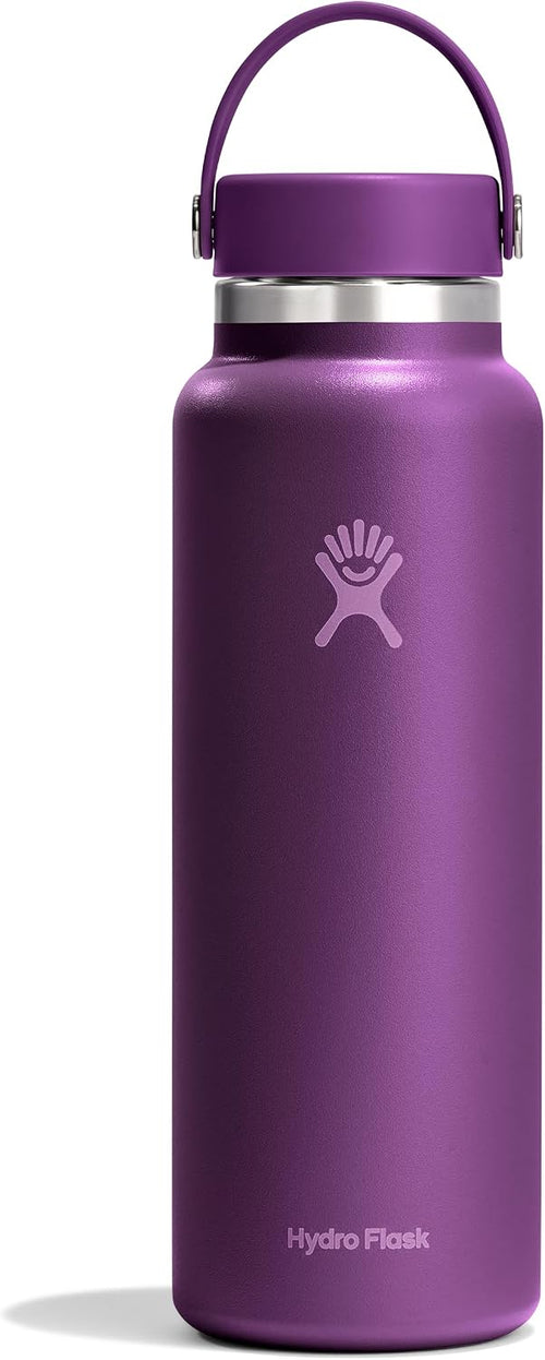 Hydro Flask Water Bottle - Insulated Stainless Steel - Wide Mouth Flex Lid, Non Spill, Leakproof and Refillable in 32 Oz Black