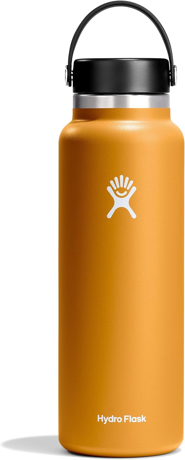 Hydro Flask Water Bottle - Insulated Stainless Steel - Wide Mouth Flex Lid, Non Spill, Leakproof and Refillable in 32 Oz Black