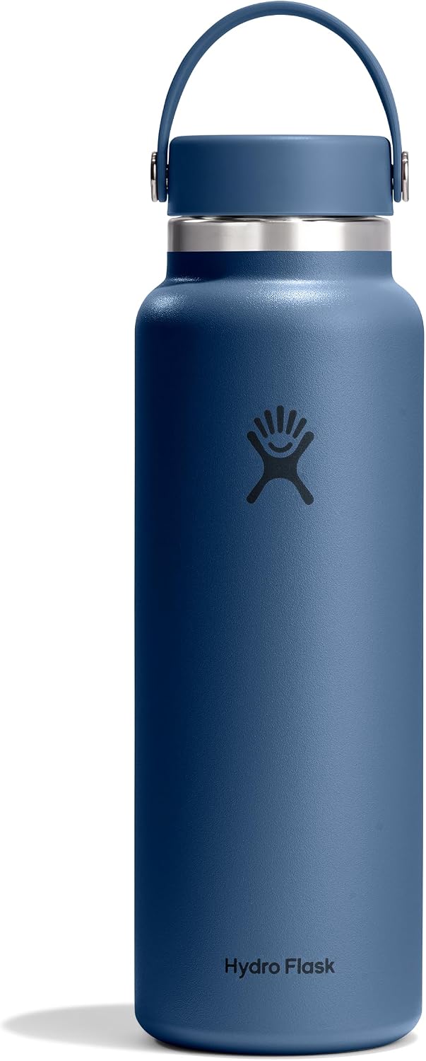 Hydro Flask Water Bottle - Insulated Stainless Steel - Wide Mouth Flex Lid, Non Spill, Leakproof and Refillable in 32 Oz Black