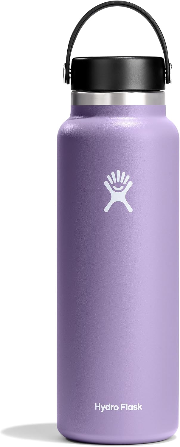 Hydro Flask Water Bottle - Insulated Stainless Steel - Wide Mouth Flex Lid, Non Spill, Leakproof and Refillable in 32 Oz Black