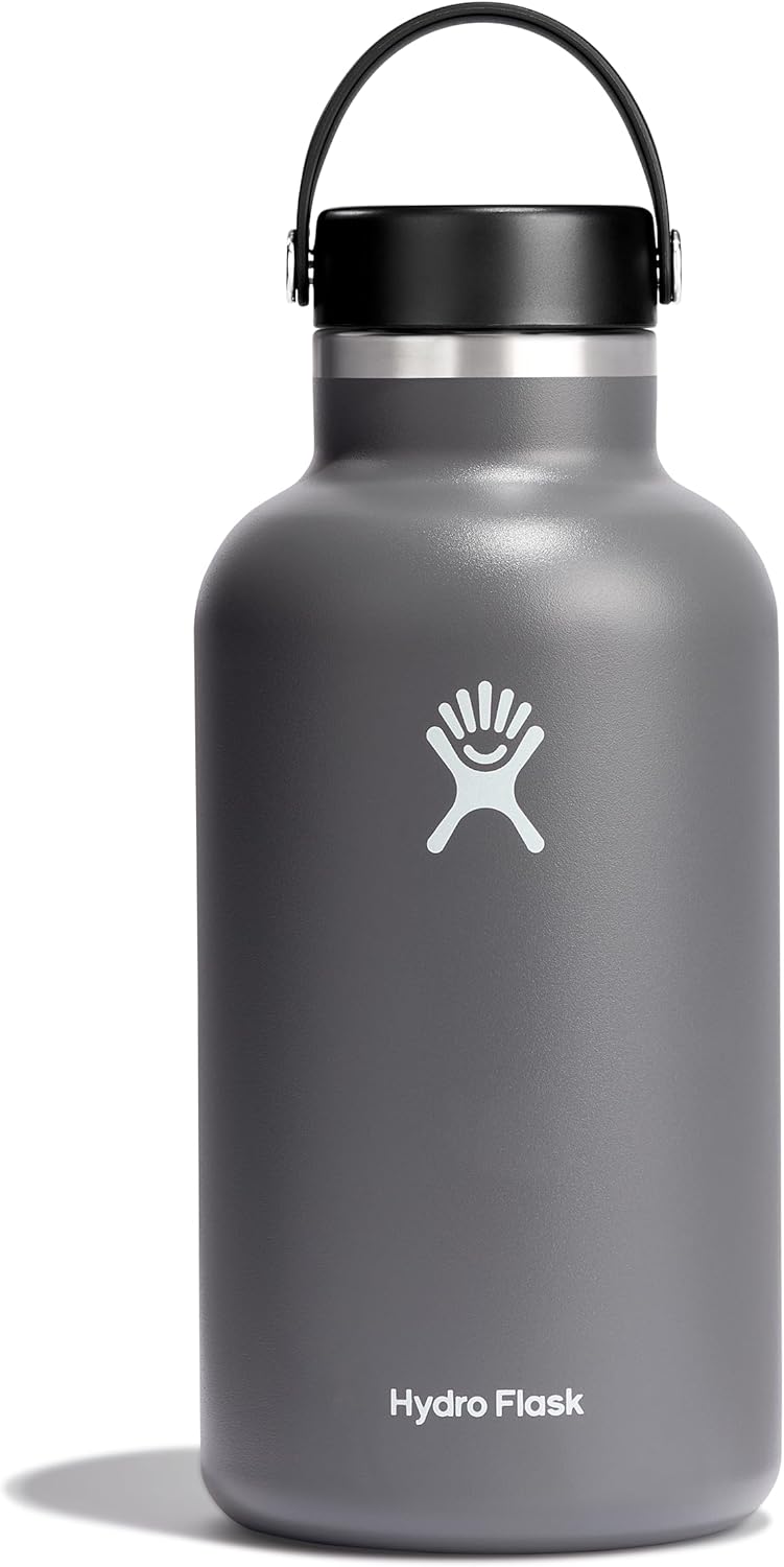 Hydro Flask Water Bottle - Insulated Stainless Steel - Wide Mouth Flex Lid, Non Spill, Leakproof and Refillable in 32 Oz Black