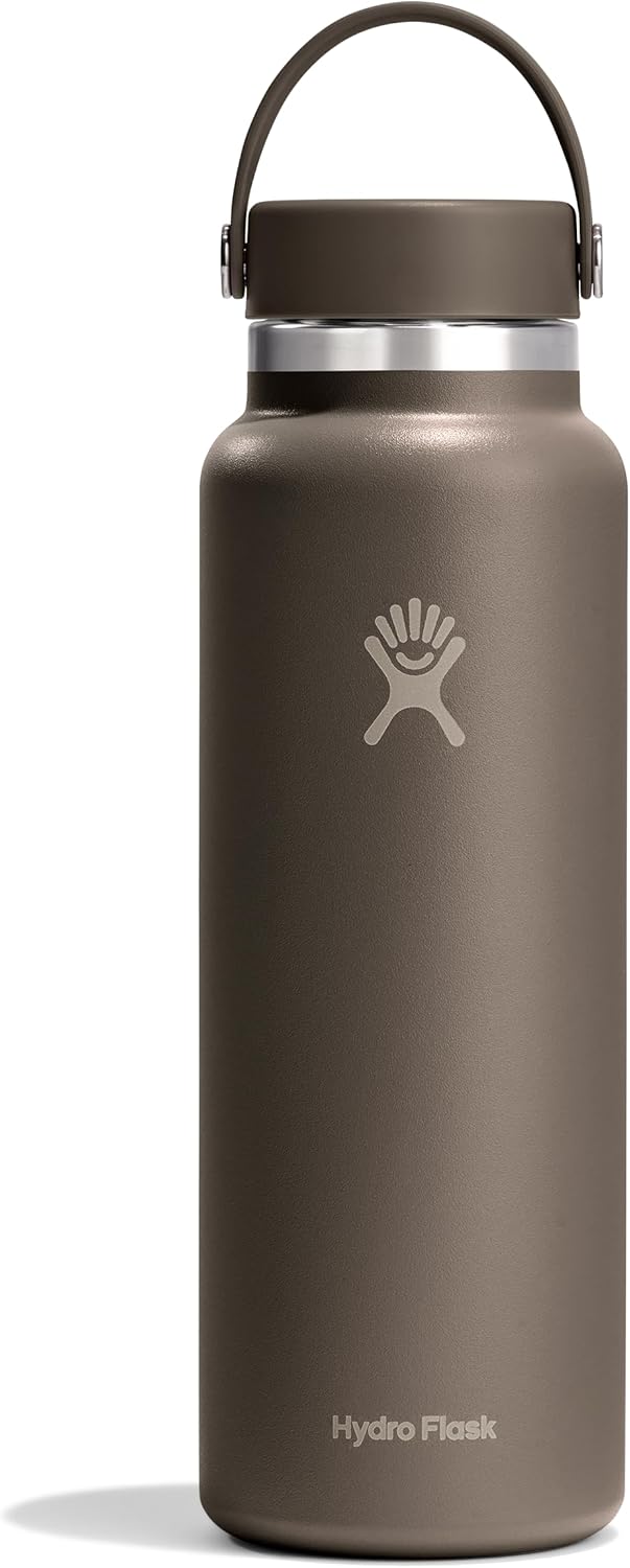 Hydro Flask Water Bottle - Insulated Stainless Steel - Wide Mouth Flex Lid, Non Spill, Leakproof and Refillable in 32 Oz Black