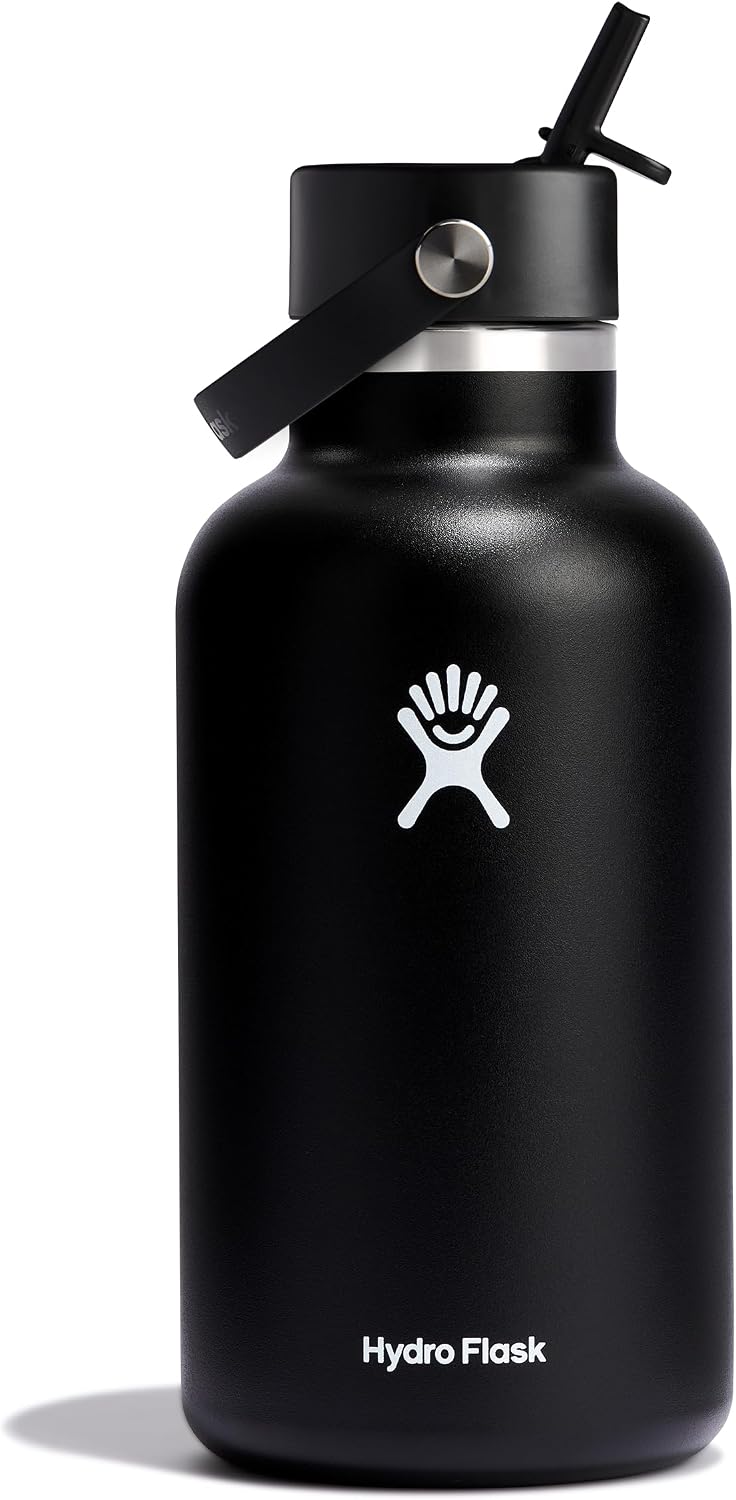 Hydro Flask Water Bottle - Insulated Stainless Steel - Wide Mouth Flex Straw Lid, Non Spill, Leakproof and Refillable in 40 Oz Aloe Green