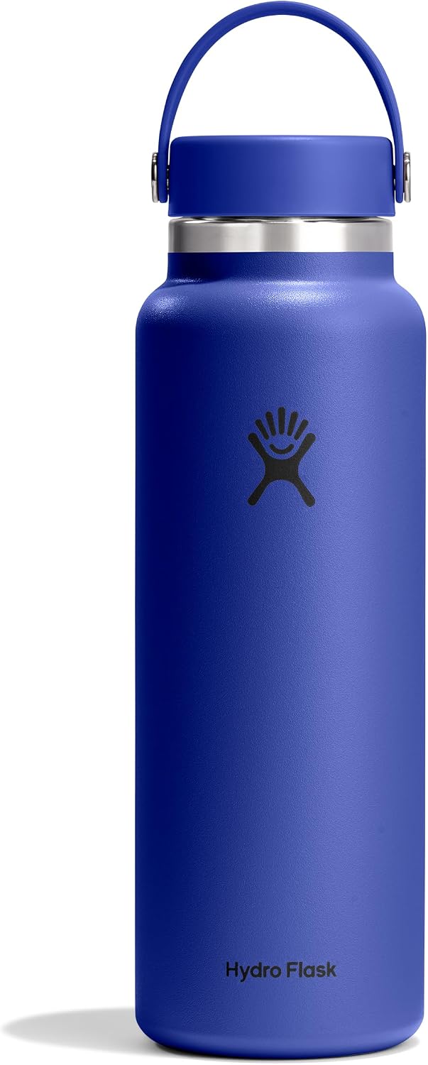 Hydro Flask Water Bottle - Insulated Stainless Steel - Wide Mouth Flex Lid, Non Spill, Leakproof and Refillable in 32 Oz Black